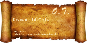 Oravan Ténia névjegykártya